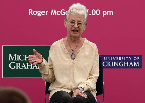Children's author, Dame Jacqueline Wilson, speaking at Buckingham Literary Festival.