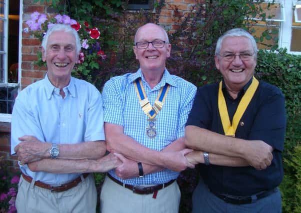 Thame Rotary new president- John Singer (centre) with rotarians Erroll Bateman (left) and Graham Colverson.