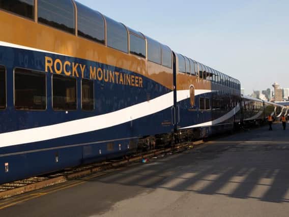 The luxury Rocky Mountaineer train operates in western Canada.