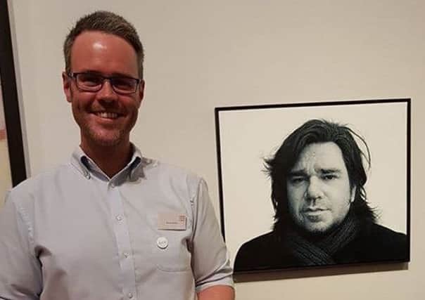 Martyn Burdon with a portrait of Matt Berry