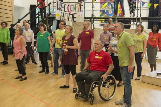 Rehearsals ahead of Silver Birch at Wormsley this weekend. Pictured in the wheelchair is Luke Delahunty from Aylesbury. Photo by John Snelling. PNL-170724-114515001