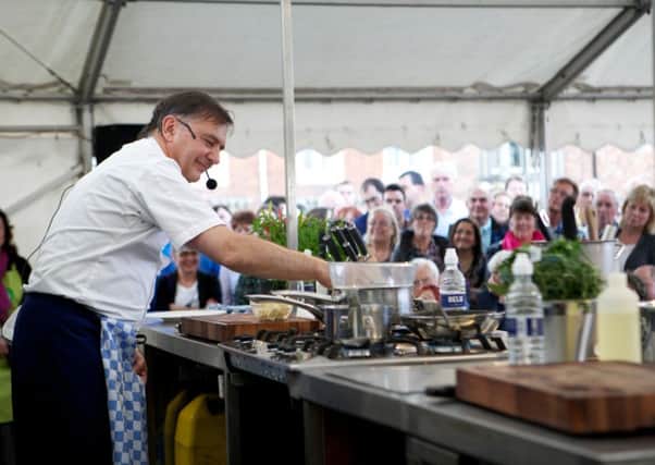 Raymond Blanc giving a cookery demonstration at Thame Food Festival