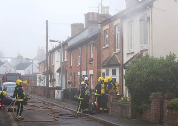 The scene of a fish tank fire in Albert Street, Aylesbury